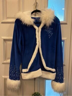 Disney Broadway Musical Frozen Elsa Fur Trimmed Jacket Large